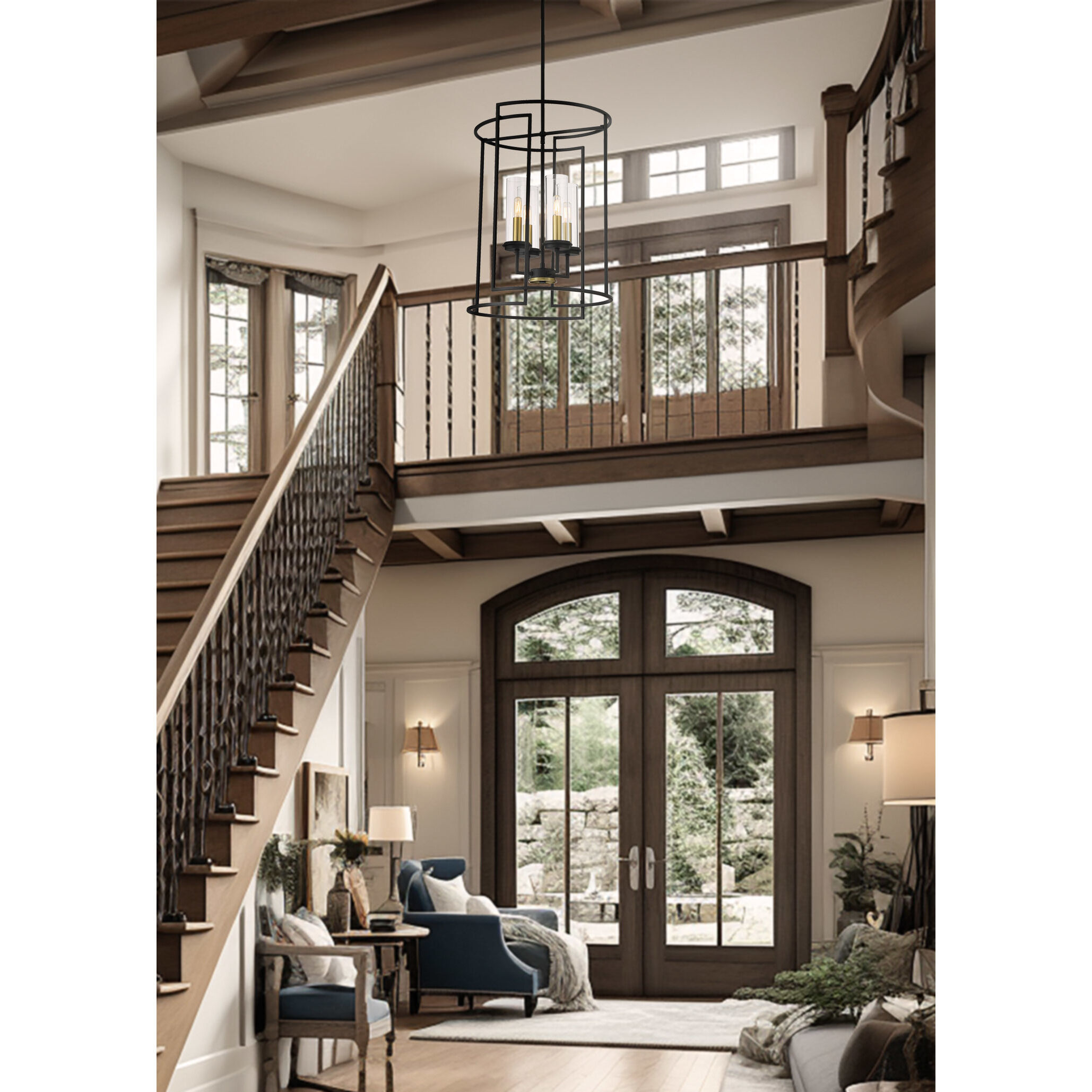 Hillstone 4 Light 18.5 inch Soft Brass And Sand Coal Pendant Ceiling Light